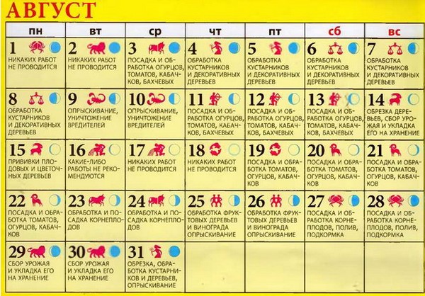 Lunar kalendar kamion farmer za kolovoz 2016 za Moskvu regiji, središnje zone Rusije, Urala, Sibira, Sjeverozapad, Bjelorusija i Ukrajina