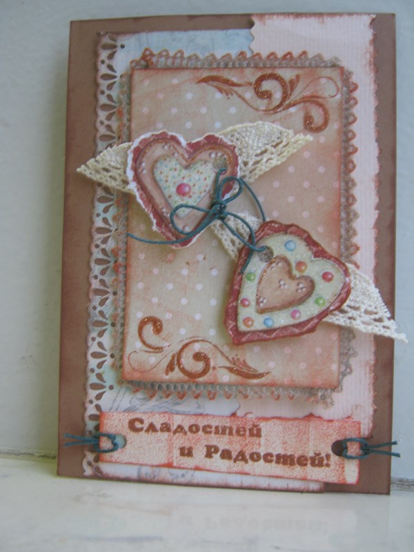 Valentinovo ručno - scrapbooking, shebbie-chic, majstorska klasa, fotografija. Valentinovo scrapbooking s rukama, fotografija