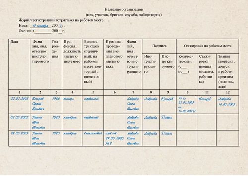 Metodološke upute i preporuke za popunjavanje časopisa brifinga na radnom mjestu