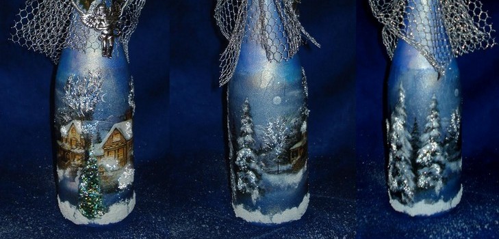 Decoupage šampanjca za Novu godinu