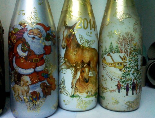 Decoupage šampanjca za Novu godinu
