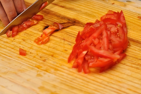 Fotografija recept za salatu od prženih patlidzanata s rajčicama